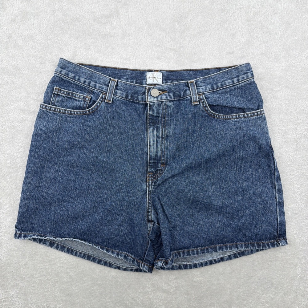 VTG y2k Calvin Klein Jean Shorts denim jorts Stonewash summer 90s vacation 12 32